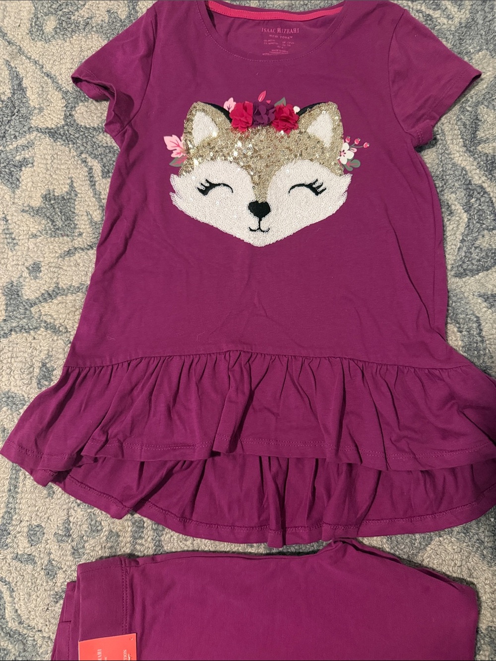 Isaac Mizrahi Girls Magenta Fox Tee and Leggings Set